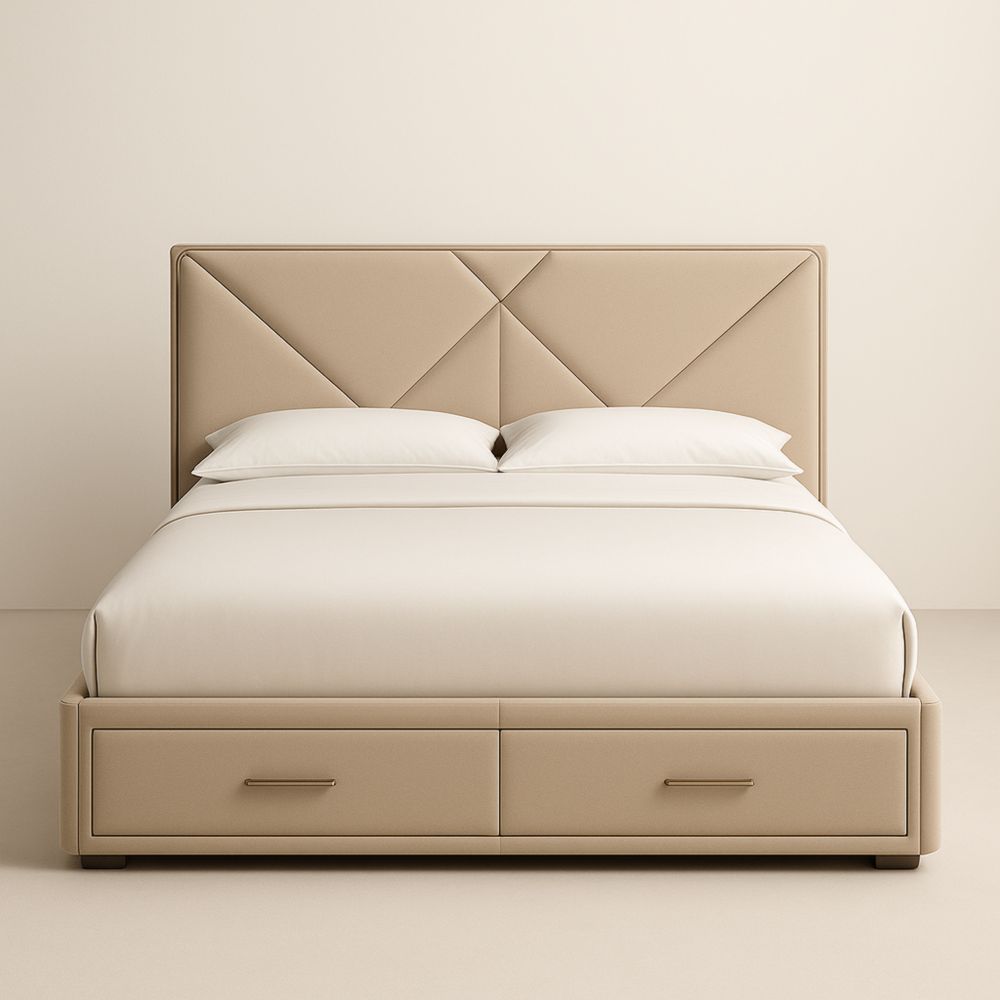 Letto matrimoniale in tessuto con cassetti integrati 160 cm