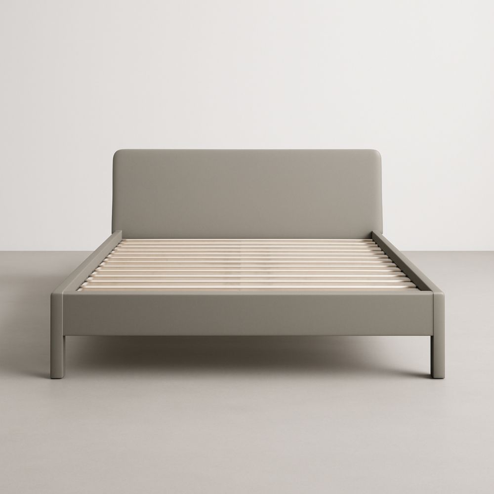 Letto matrimoniale in PU e legno grigio 200x160 cm