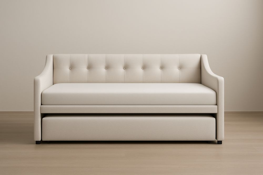 Divano Letto Estraibile in Tessuto Beige