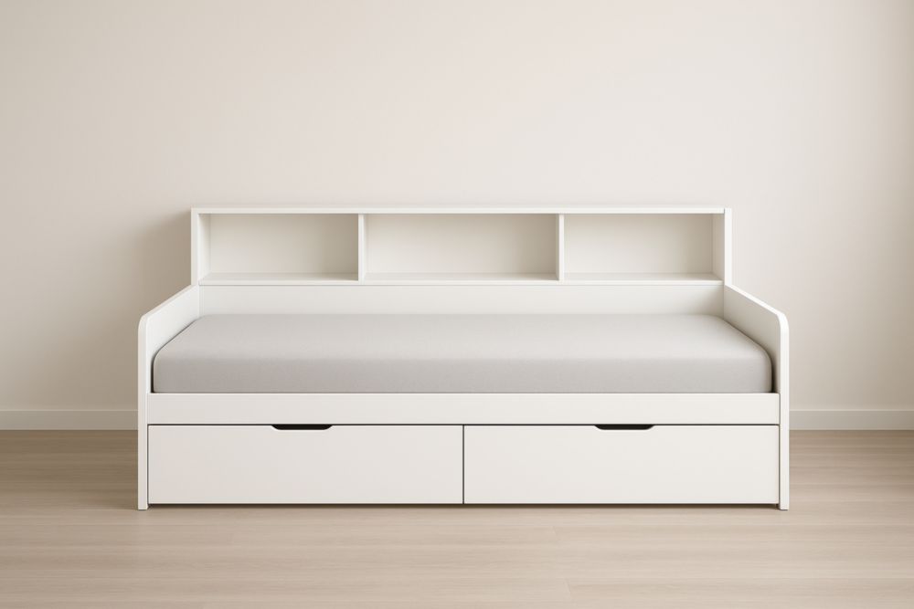 Divano letto con contenitore in MDF bianco