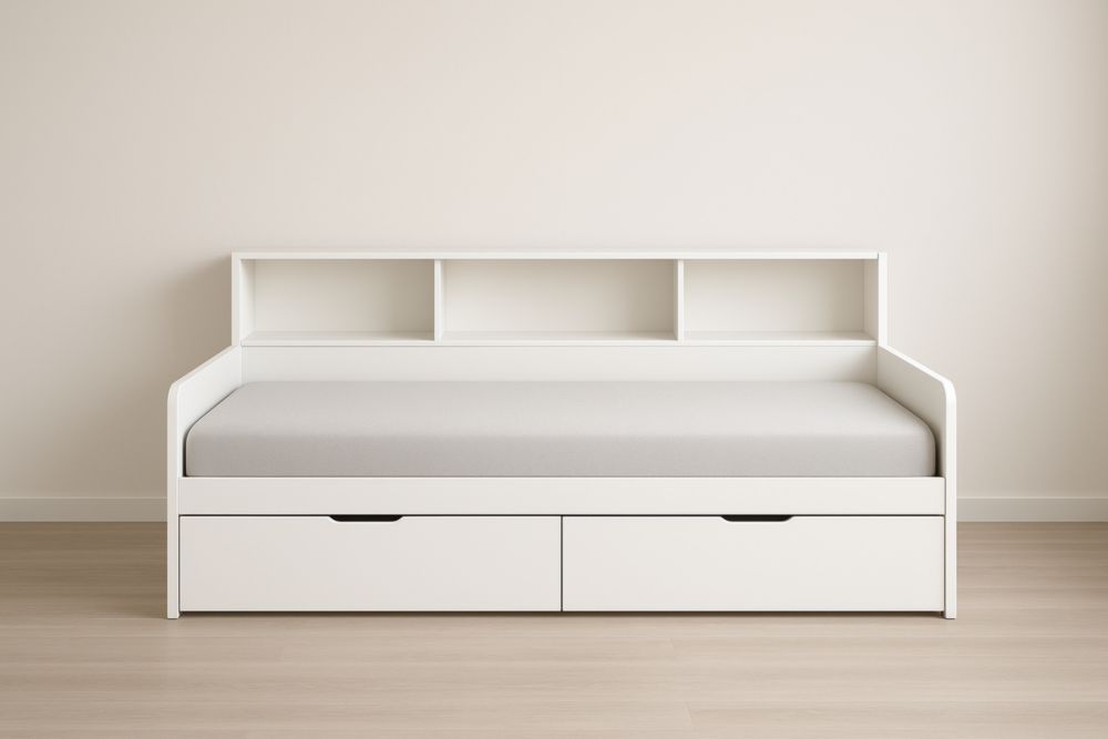 Divano letto con contenitore in MDF bianco