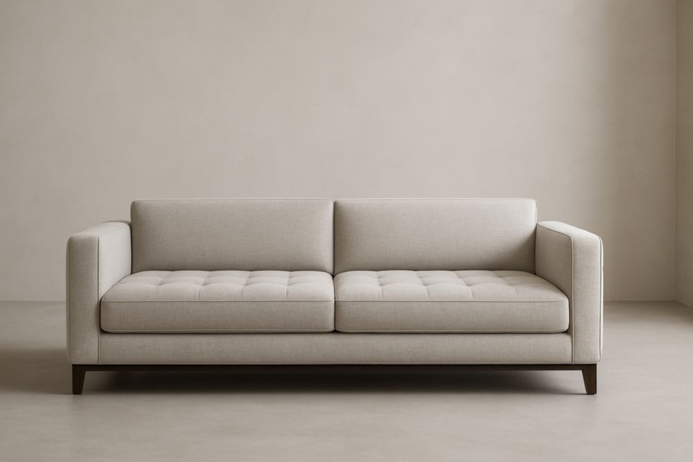 Divano 2 posti legno e tessuto beige 200×90×85 cm