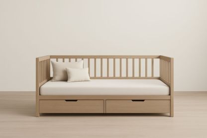 Divano letto in legno con cassetti