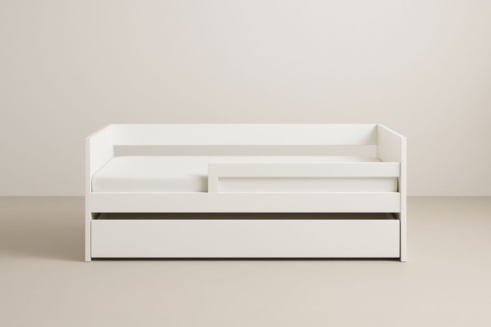 Letto per bambini con cassetto estraibile in MDF bianco 200x90x80 cm