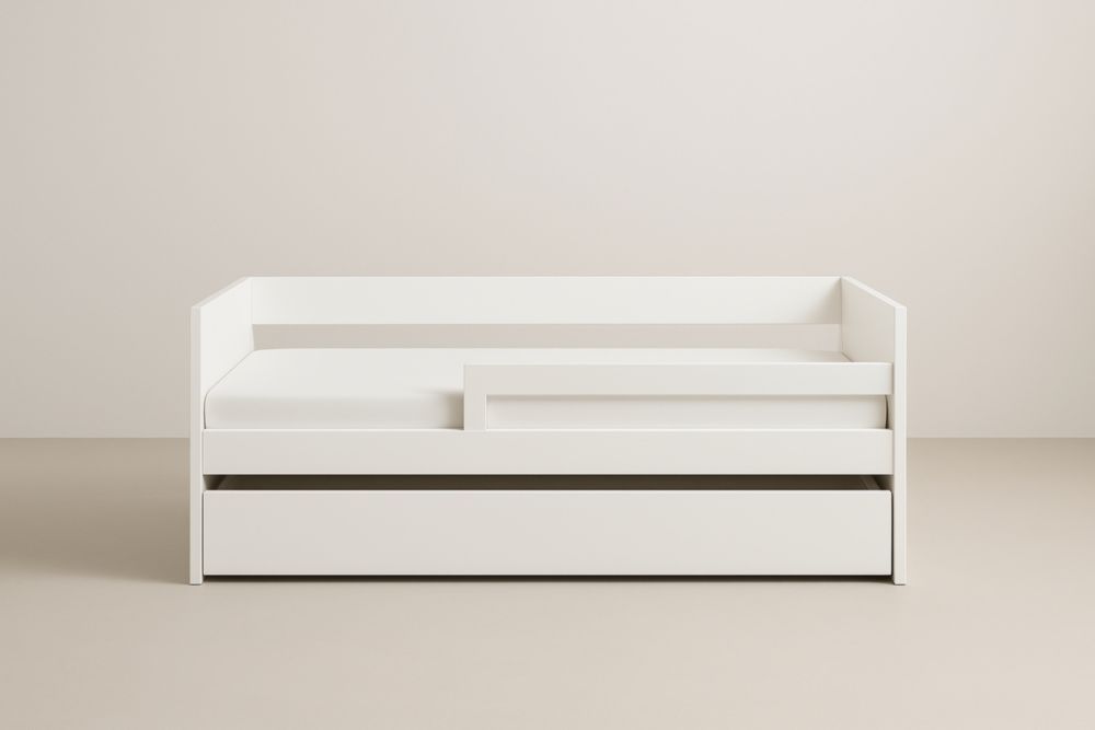 Letto per bambini con cassetto estraibile in MDF bianco 200x90x80 cm