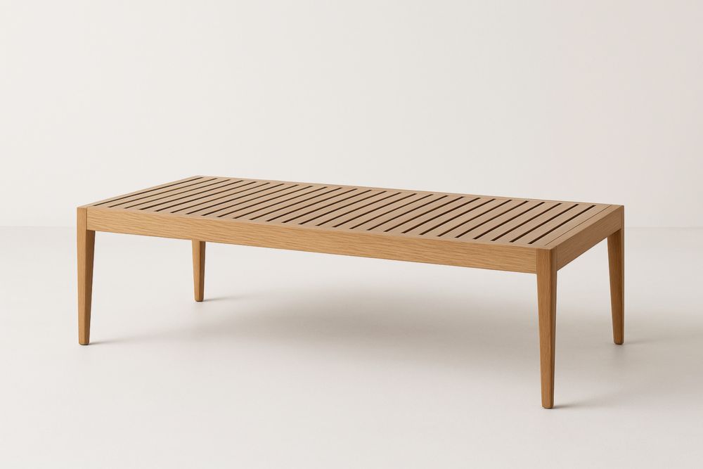 Tavolino rettangolare legno di rovere 120x60x35cm