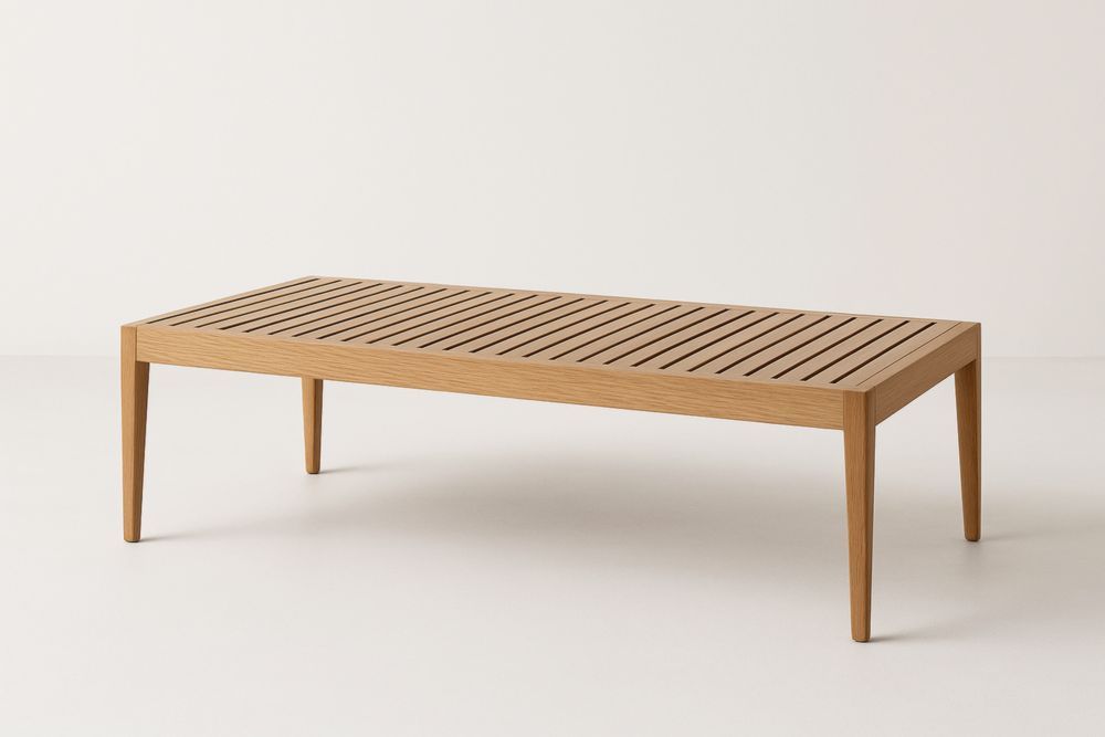 Tavolino rettangolare legno di rovere 120x60x35cm