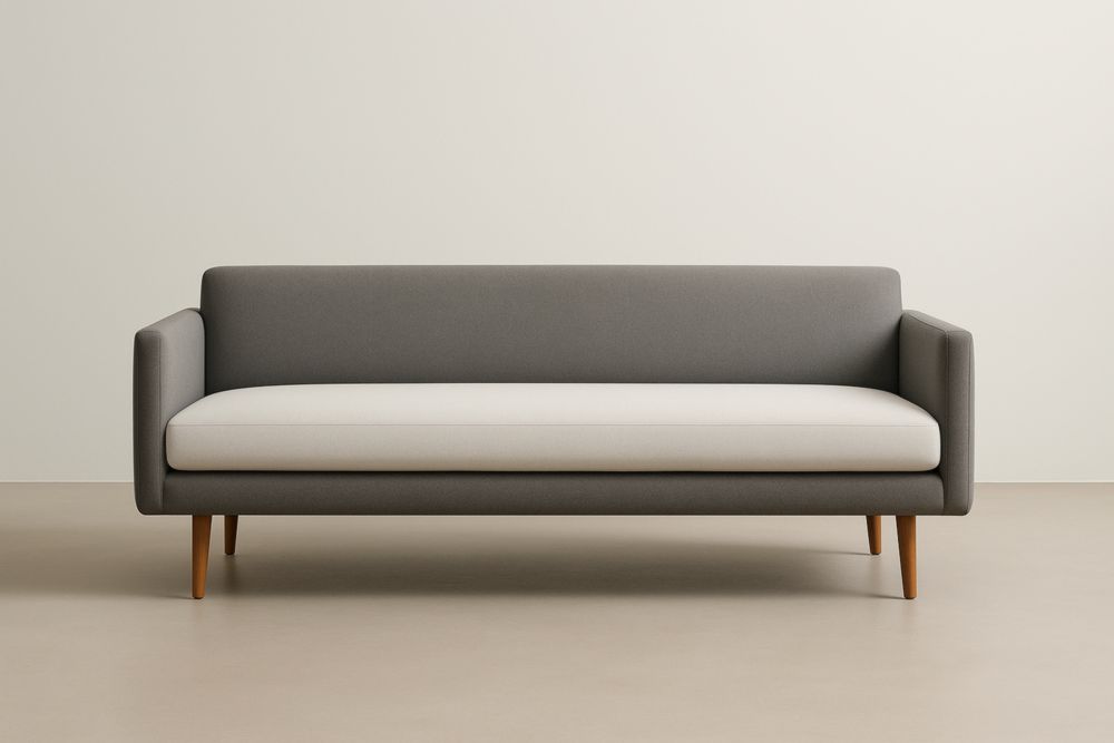 Divano due posti tessuto poliestere grigio rovere 200×85×75 cm