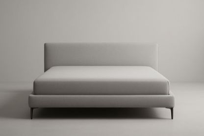 Letto matrimoniale in tessuto grigio con struttura in metallo 200x160×90 cm