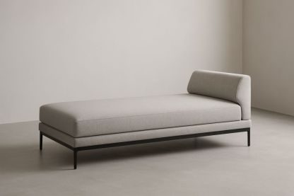 Chaise longue in Metallo con Rivestimento in Tessuto Grigio