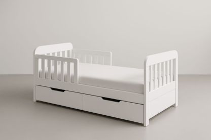 Letto per Bambini in Legno con Sponde e Cassetti Bianco 145x75x60 cm