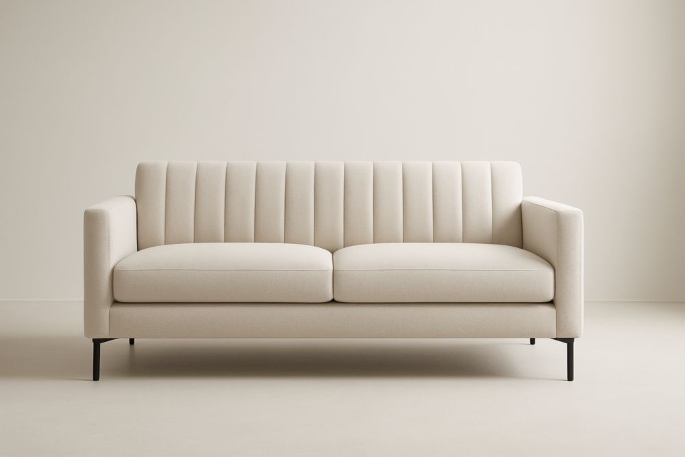 Divano in Tessuto Beige con Gambe in Metallo