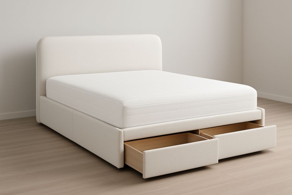 Letto matrimoniale con contenitore e cassetti in legno Bianco 200x160×100 cm