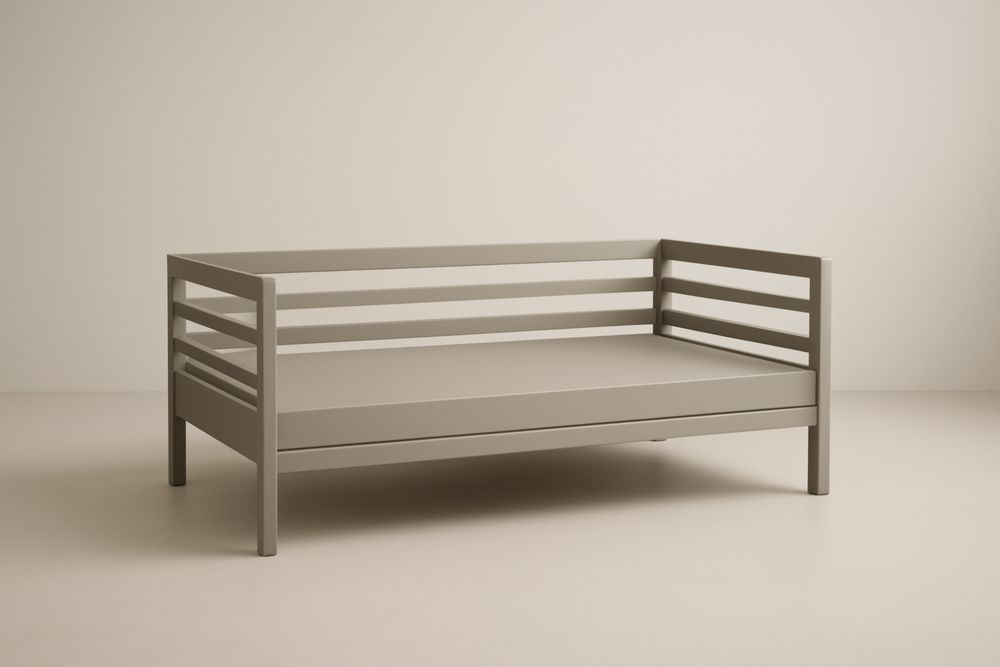 Letto divano singolo in legno grigio 200x90x80 cm