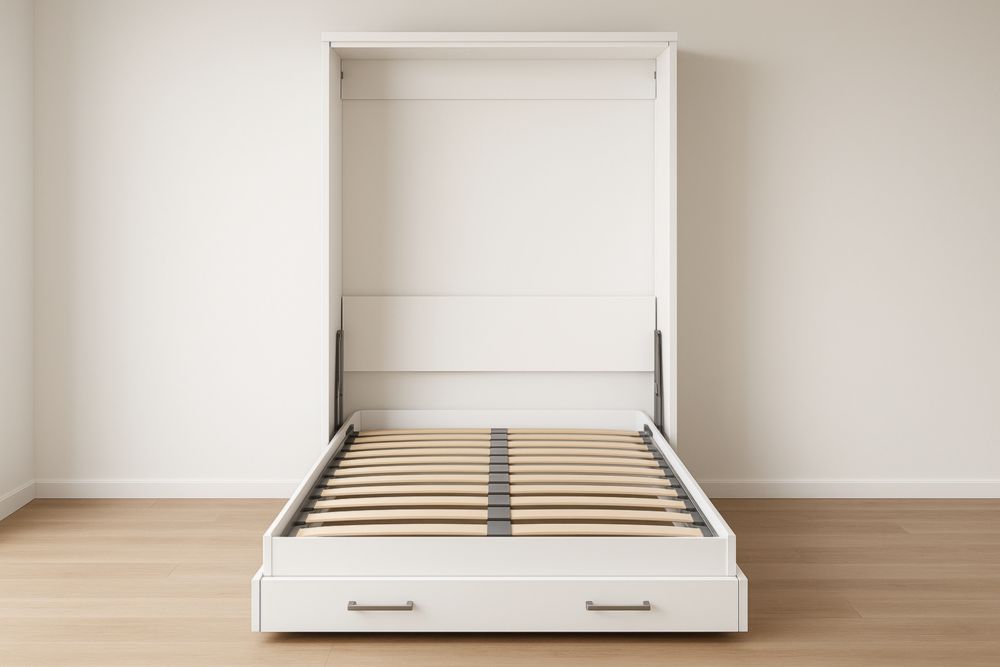 Letto a Scomparsa Bianco Singolo in Legno e Metallo