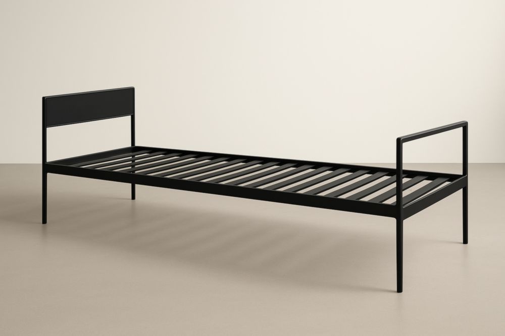 Letto Singolo in Metallo Nero 200x90×35cm