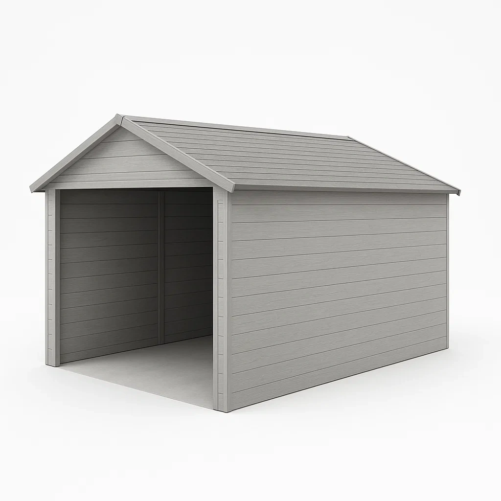 Garage in resina chiuso su tre lati con tetto spiovente-Pinevian