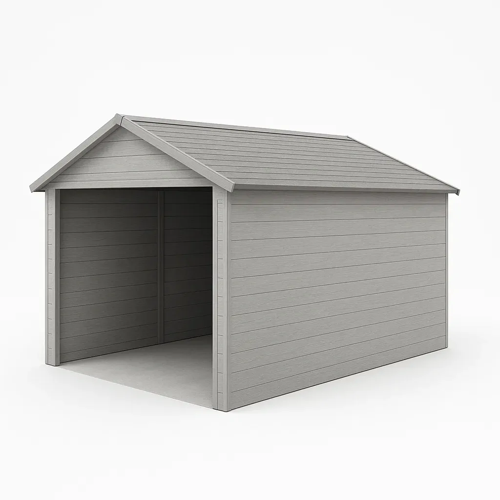 Garage in resina chiuso su tre lati con tetto spiovente-Pinevian