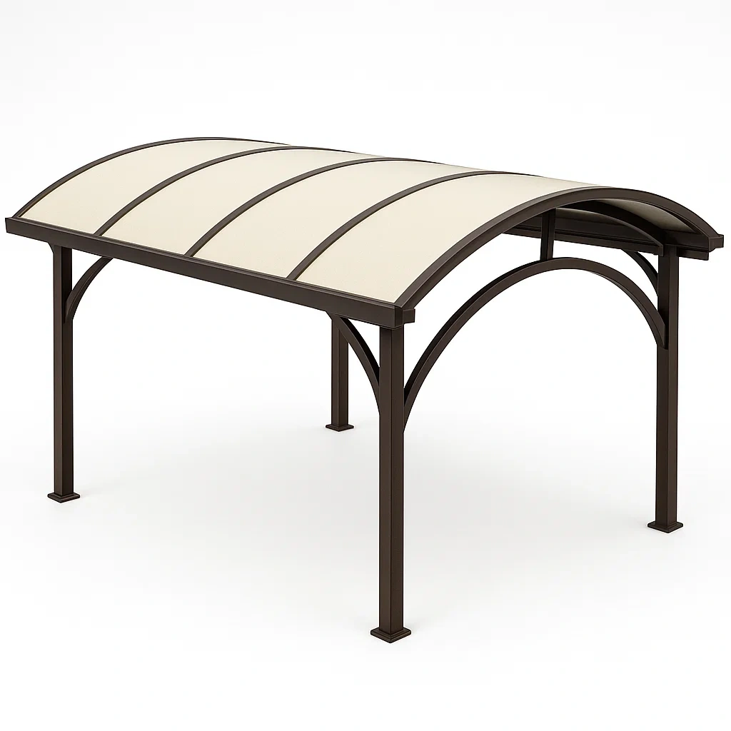 Pergola ad arco per auto con copertura in policarbonato-Pinevian