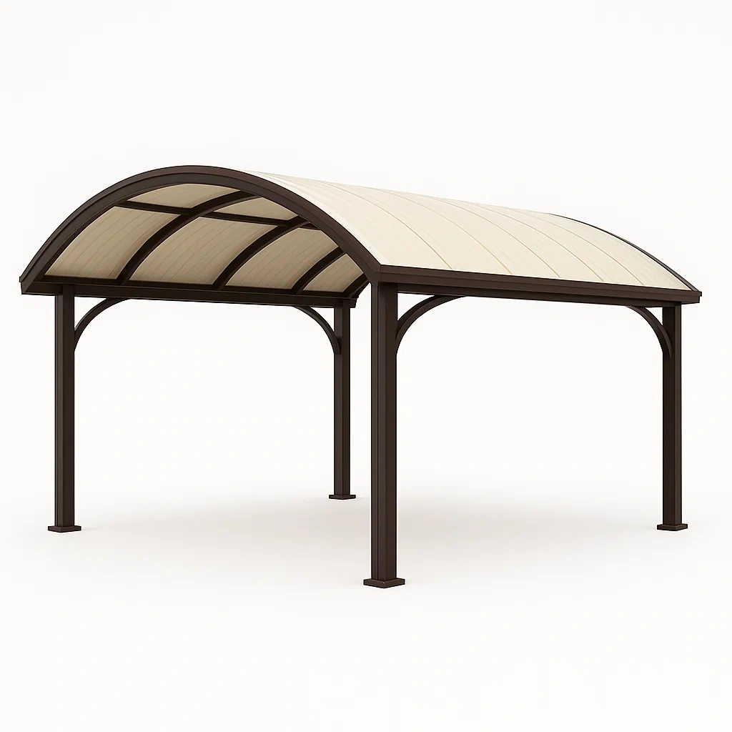 Pergola ad arco per auto in alluminio e policarbonato per esterni-Pinevian