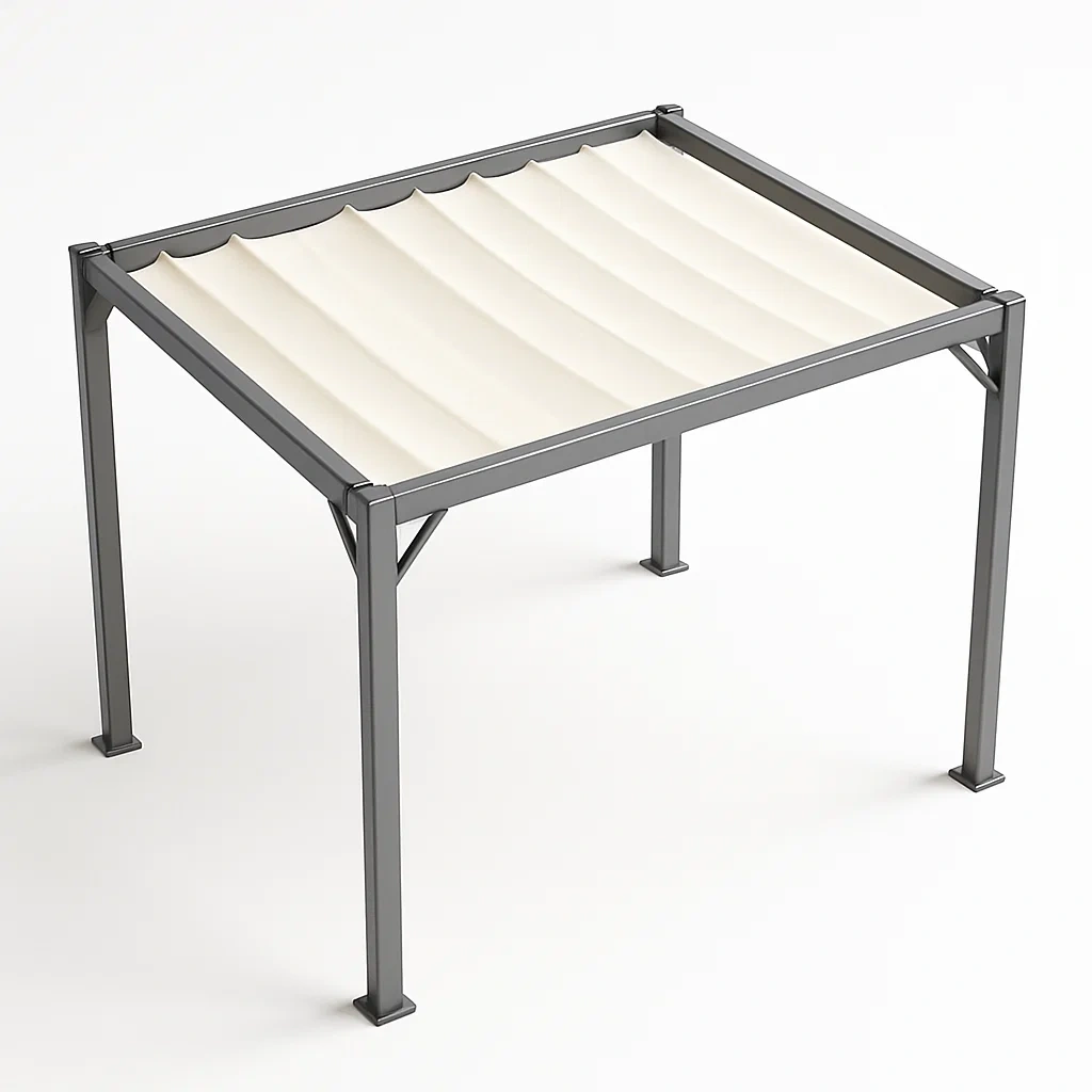 Pergola a telaio rettangolare in metallo e poliestere-Pinevian