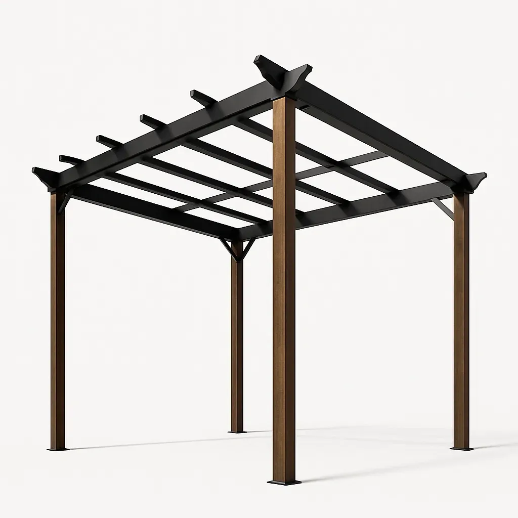 Pergola a telaio in acciaio e legno-Pinevian