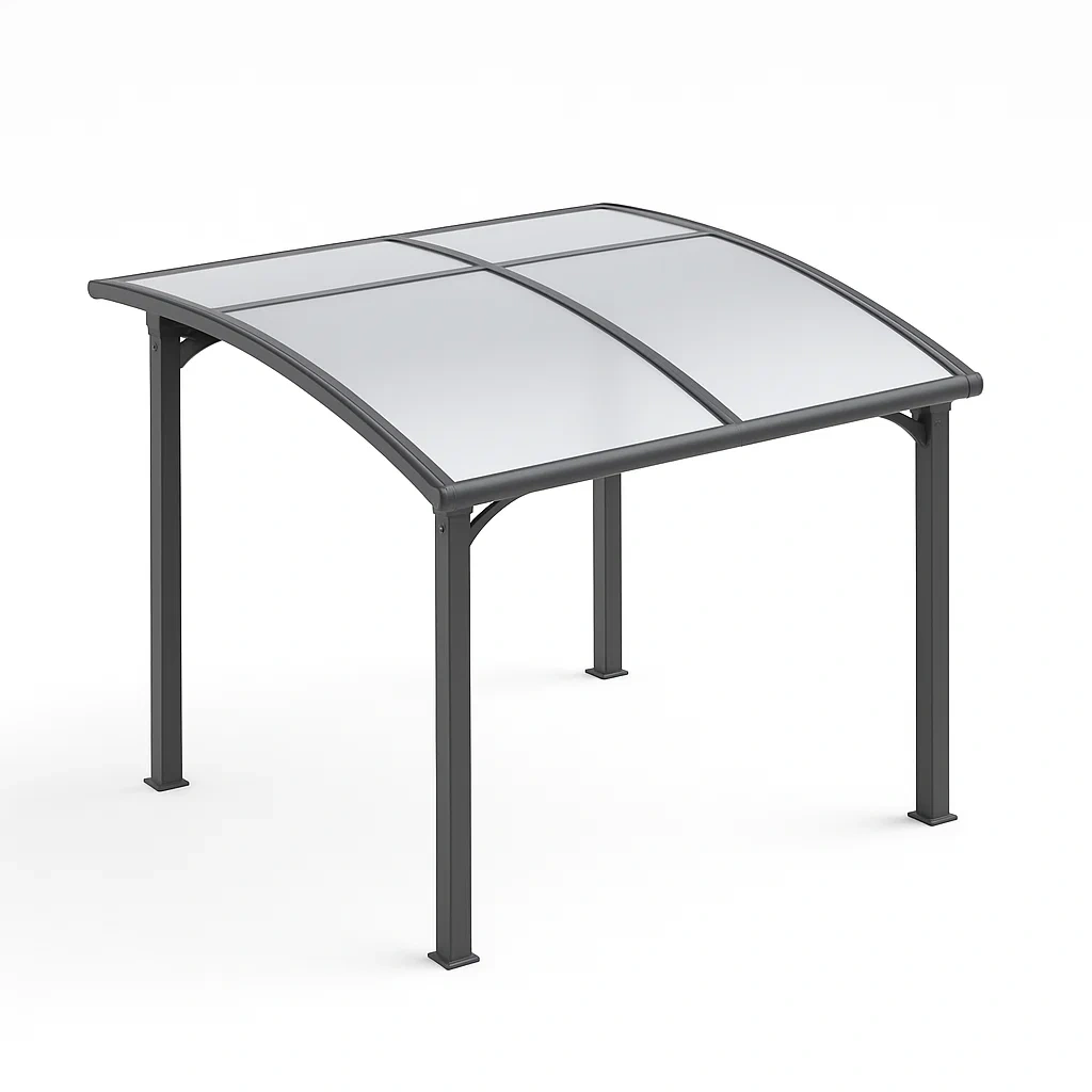 Pergola con pannelli in policarbonato con struttura curvata-Pinevian