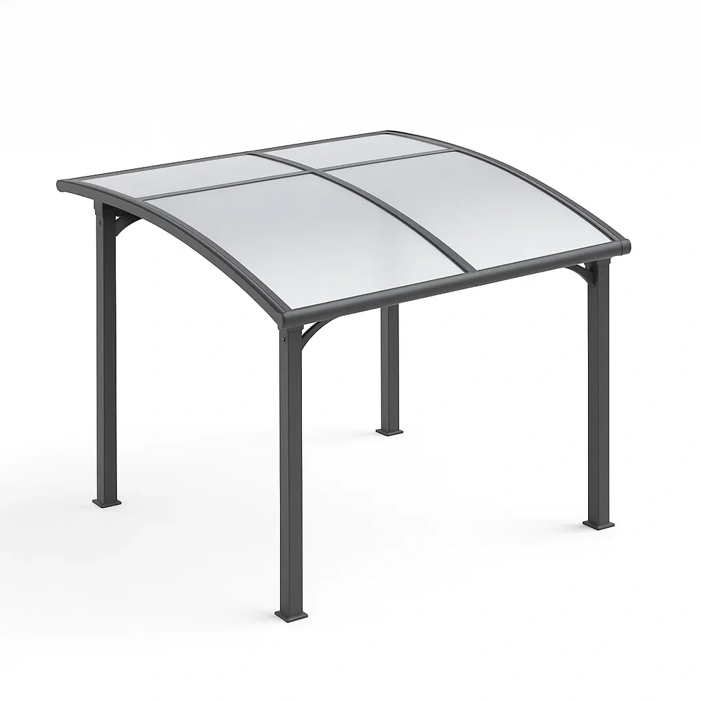 Pergola con pannelli in policarbonato con struttura curvata-Pinevian