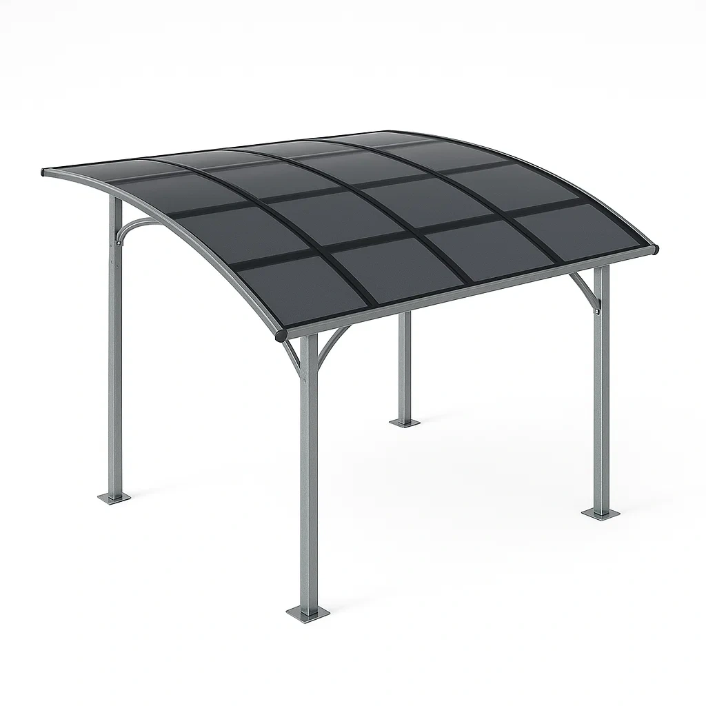 Pergola con pannelli in policarbonato in acciaio con struttura curva-Pinevian