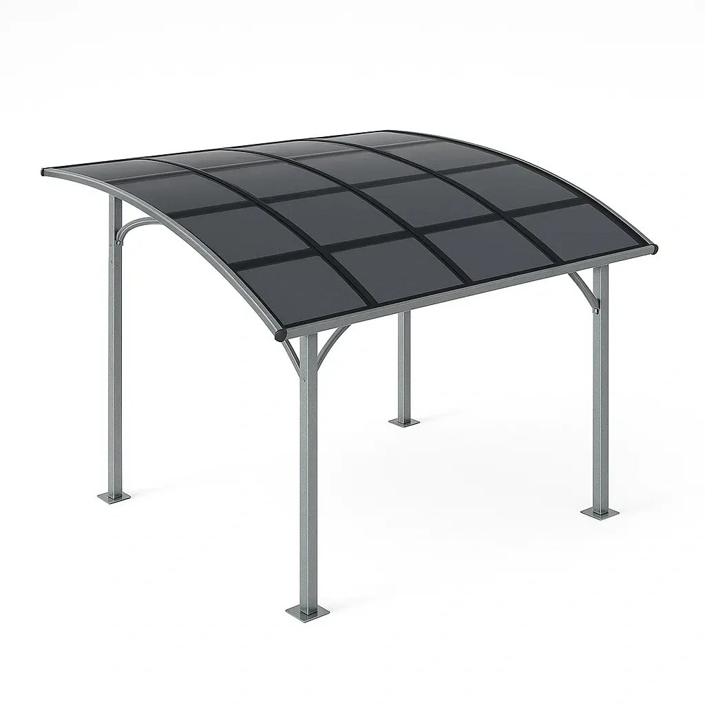 Pergola con pannelli in policarbonato in acciaio con struttura curva-Pinevian