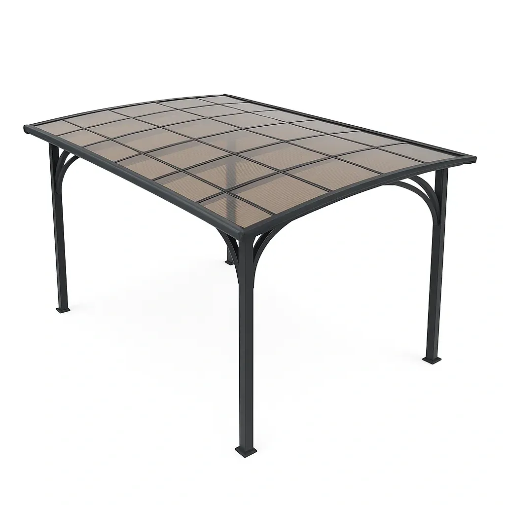 Pergola con pannelli in policarbonato in acciaio per giardino-Pinevian