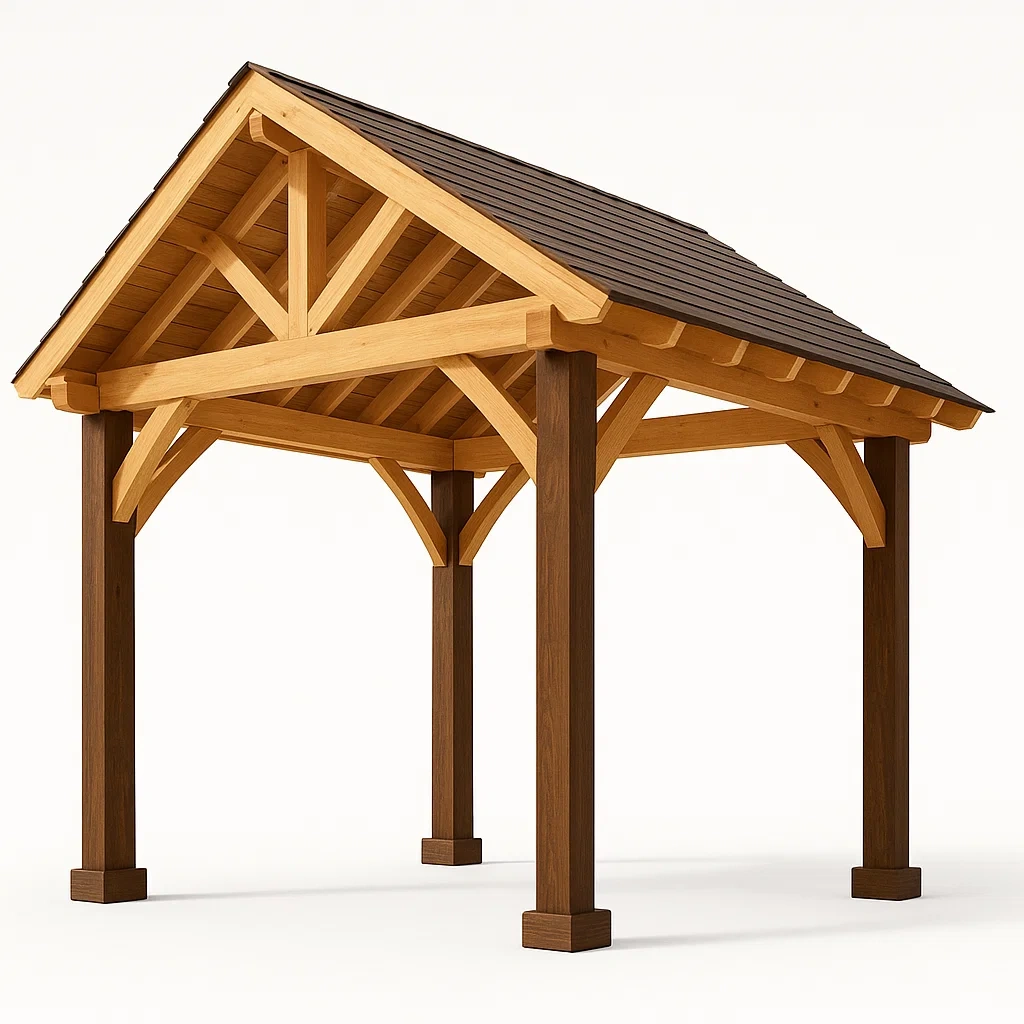 Padiglione in legno massello a quattro pilastri-Pinevian
