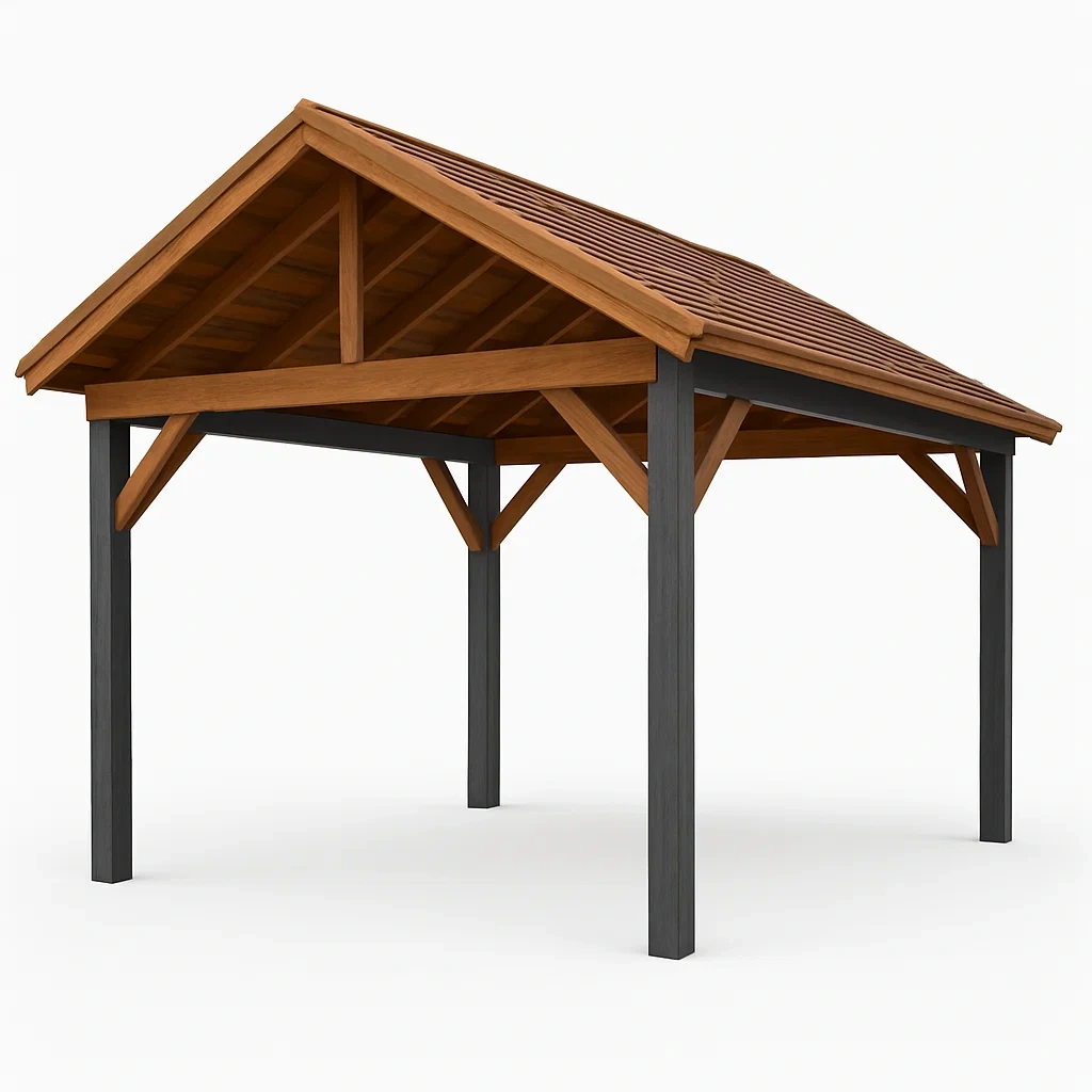 Padiglione in legno con tetto a doppia pendenza-Pinevian