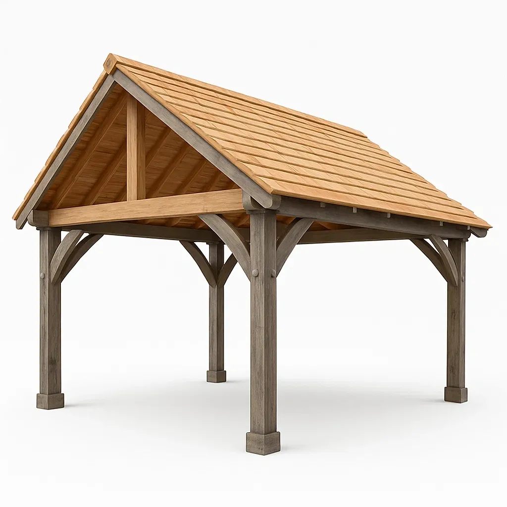 Padiglione in legno con tetto,250x300x400 cm-Pinevian