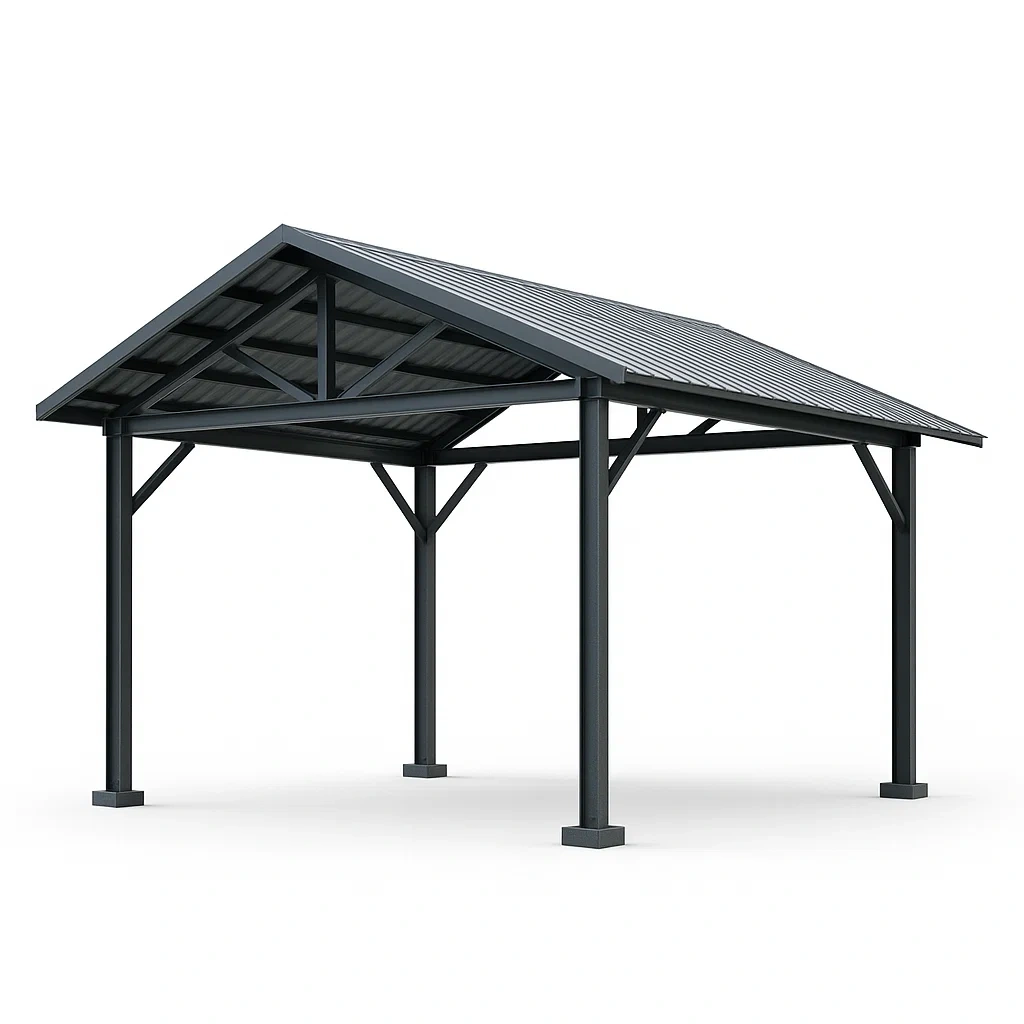 Padiglione in acciaio zincato con copertura inclinata-Pinevian