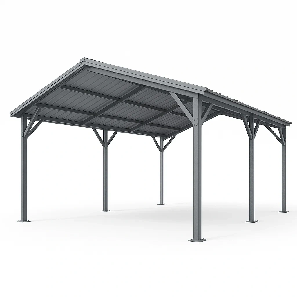 Tettoia per auto in struttura d'acciaio zincato rettangolare per esterni-Pinevian