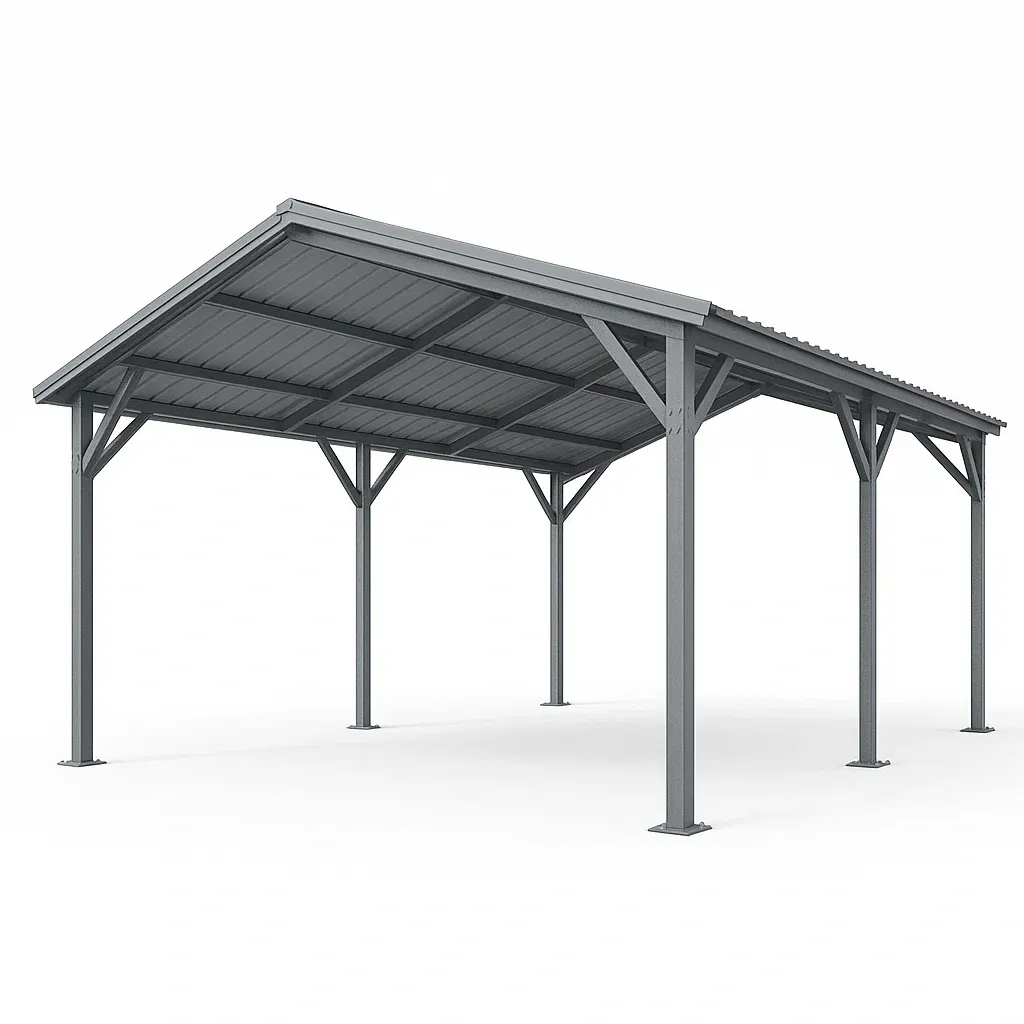 Tettoia per auto in struttura d'acciaio zincato rettangolare per esterni-Pinevian