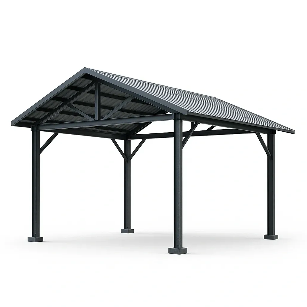 Padiglione in acciaio zincato con copertura inclinata-Pinevian