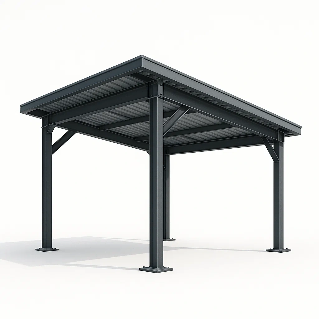 Tettoia per auto in struttura d'acciaio zincato con finitura zincata-Pinevian