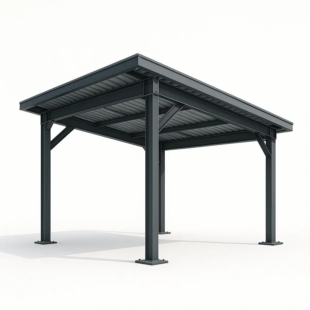 Tettoia per auto in struttura d'acciaio zincato con finitura zincata-Pinevian