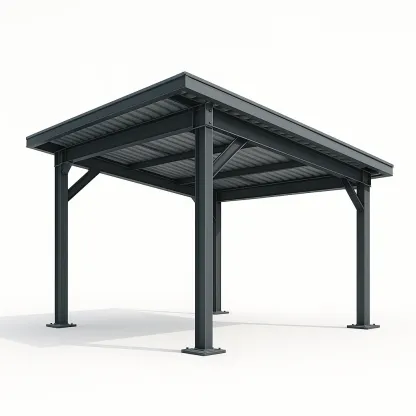 Tettoia per auto in struttura d'acciaio zincato con finitura zincata-Pinevian