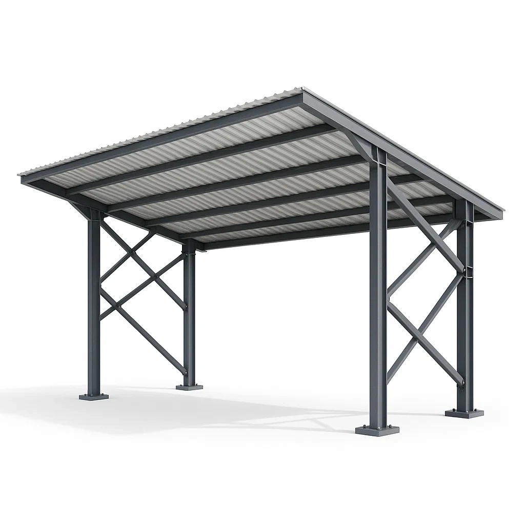 Tettoia per auto in struttura d'acciaio zincato per parcheggio-Pinevian