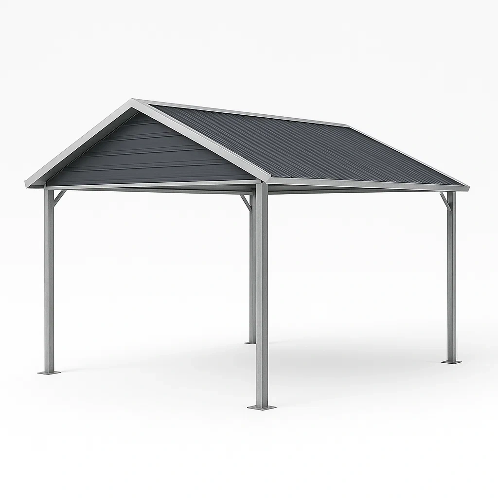 Tettoia per auto in struttura d'acciaio,400x300x250 cm-Pinevian