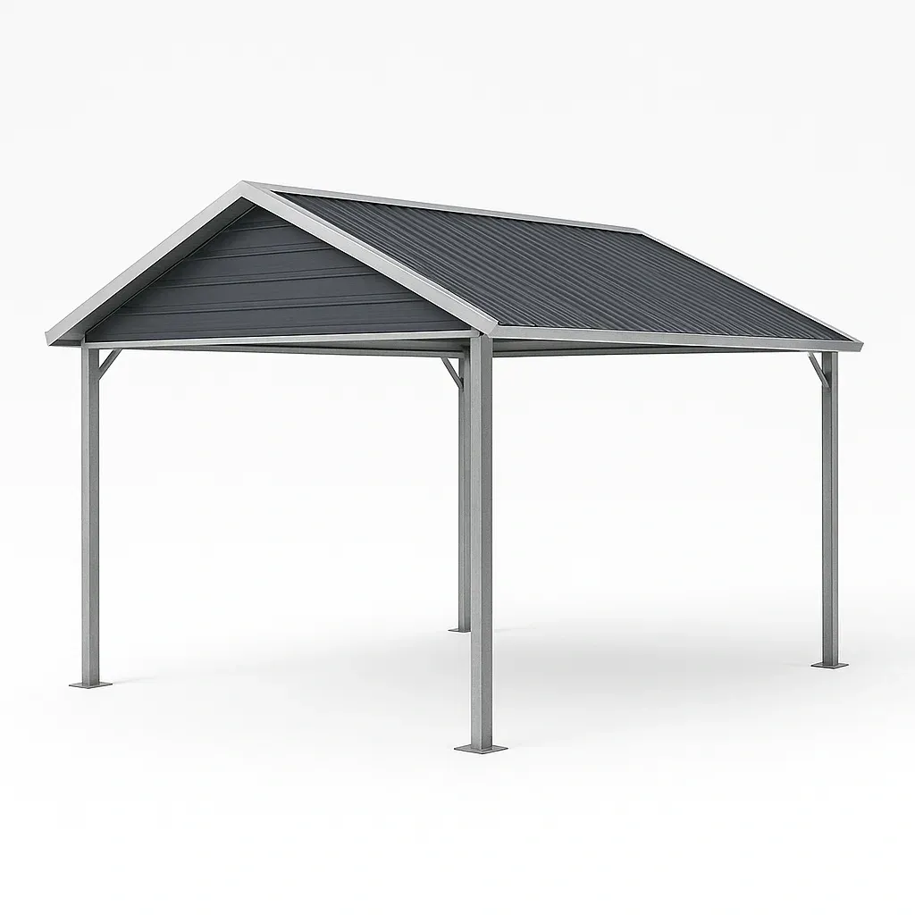 Tettoia per auto in struttura d'acciaio,400x300x250 cm-Pinevian