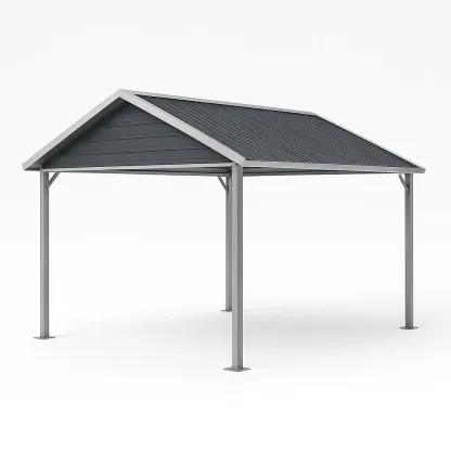 Tettoia per auto in struttura d'acciaio,400x300x250 cm-Pinevian