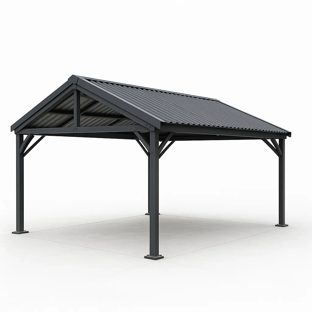 Tettoia per auto in struttura d'acciaio con tetto integrato-Pinevian