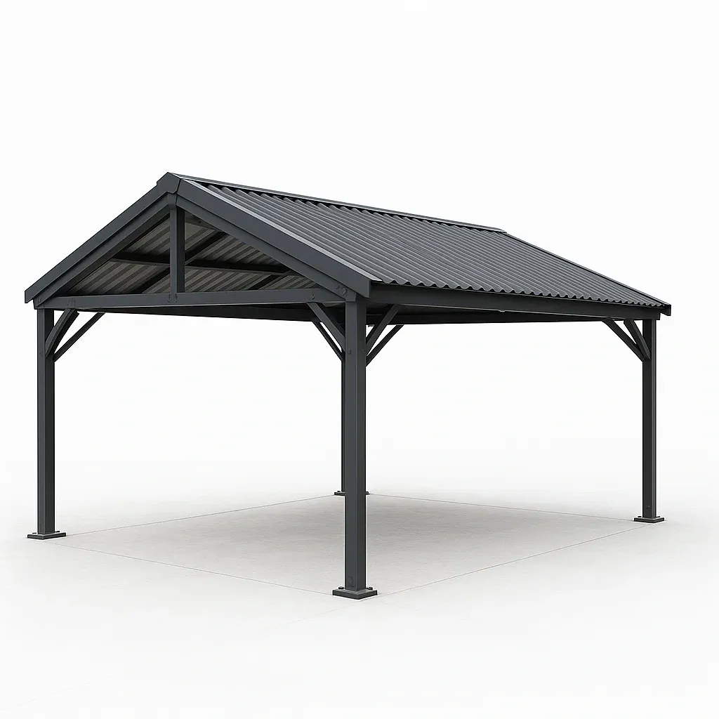 Tettoia per auto in struttura d'acciaio con tetto integrato-Pinevian