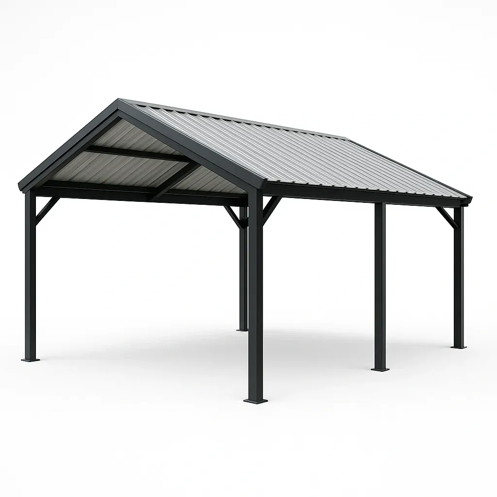 Tettoia per auto in struttura d'acciaio,400x300x252 cm-Pinevian