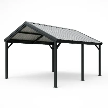 Tettoia per auto in struttura d'acciaio,400x300x252 cm-Pinevian