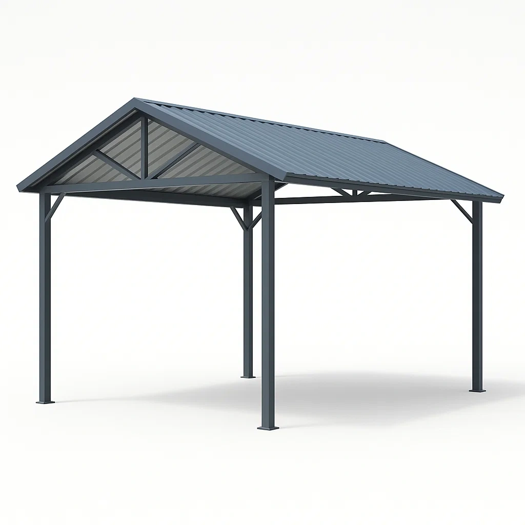 Tettoia per auto in struttura d'acciaio con tetto spiovente-Pinevian